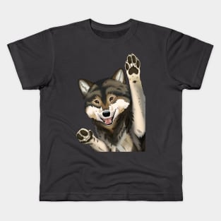 Happy wolf realistic wildlife art Kids T-Shirt